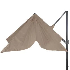 Gastronomie-Ampelschirm MCW-A39, 3x3m (Ø4,24m) Schwenkbar Drehbar, Polyester/Alu 31kg ~ Taupe-braun Ohne Ständer -Buschbeck Geschäft 1974946010 prod 005