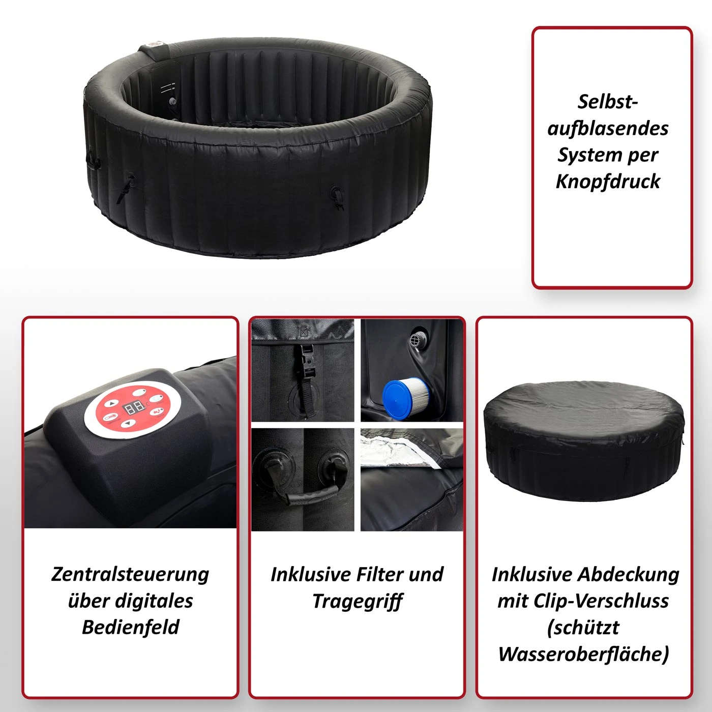 Whirlpool MCW-E32, 6 Personen In-/Outdoor Heizbar Aufblasbar Ø 208cm FI-Schalter 2 Whirlpool MCW-E32, 6 Personen In-/Outdoor Heizbar Aufblasbar Ø 208cm FI-Schalter – Bild 2