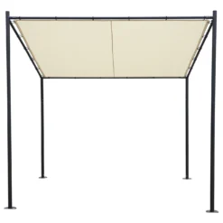Alternative view of Pergola MCW-A22, Anbaupergola Garten Pavillon Terrassenüberdachung Sonnenschutz, 3x3m ~ Creme