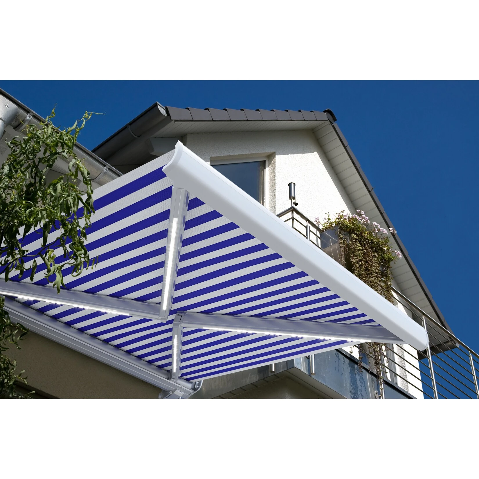 Home Deluxe LED-Vollkassettenmarkise Elos V2 Inkl. Sensor, Marineblau-weiß - 350 X 250 Cm 2 Home Deluxe LED-Vollkassettenmarkise Elos V2 Inkl. Sensor, Marineblau-weiß - 350 X 250 Cm – Bild 2