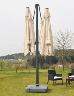 Gastronomie-Alu-Luxus-Doppel-Ampelschirm T44, Pergola-Markise-Effekt, 6,2x3m Polyester 50kg ~ Creme-beige -Buschbeck Geschäft 2210092002 prod 006