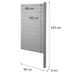 WPC-Sichtschutz Savoie, Windschutz Zaun, WPC-Pfosten Zum Einbetonieren ~ Erweiterungselement Schmal, 98cm Braun -Buschbeck Geschäft 2236266006 prod 003