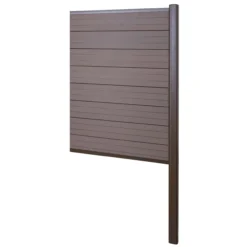 WPC-Sichtschutz Savoie, Zaun Windschutz, Alu-Pfosten Zum Einbetonieren ~ Erweiterungselement Schmal, 95cm Braun