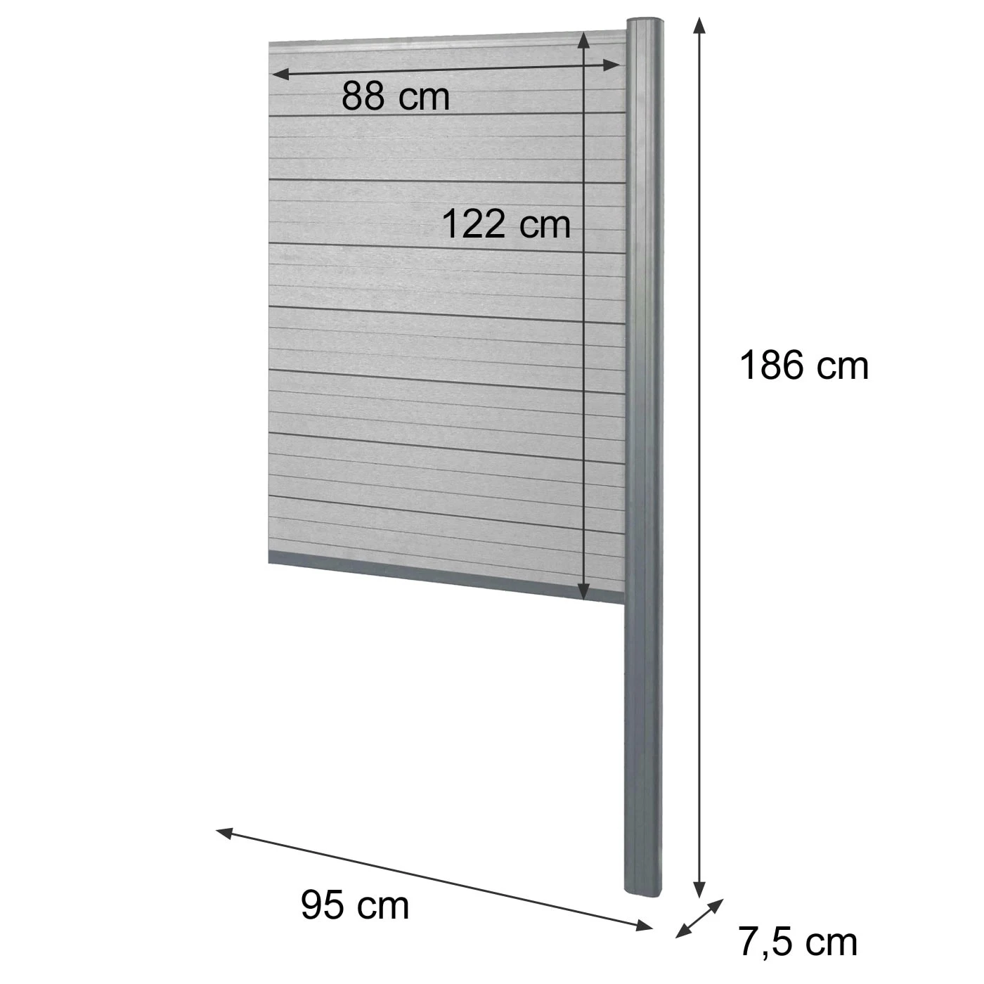 WPC-Sichtschutz Savoie, Zaun Windschutz, Alu-Pfosten Zum Einbetonieren ~ Erweiterungselement Schmal, 95cm Braun 3 WPC-Sichtschutz Savoie, Zaun Windschutz, Alu-Pfosten Zum Einbetonieren ~ Erweiterungselement Schmal, 95cm Braun – Bild 3