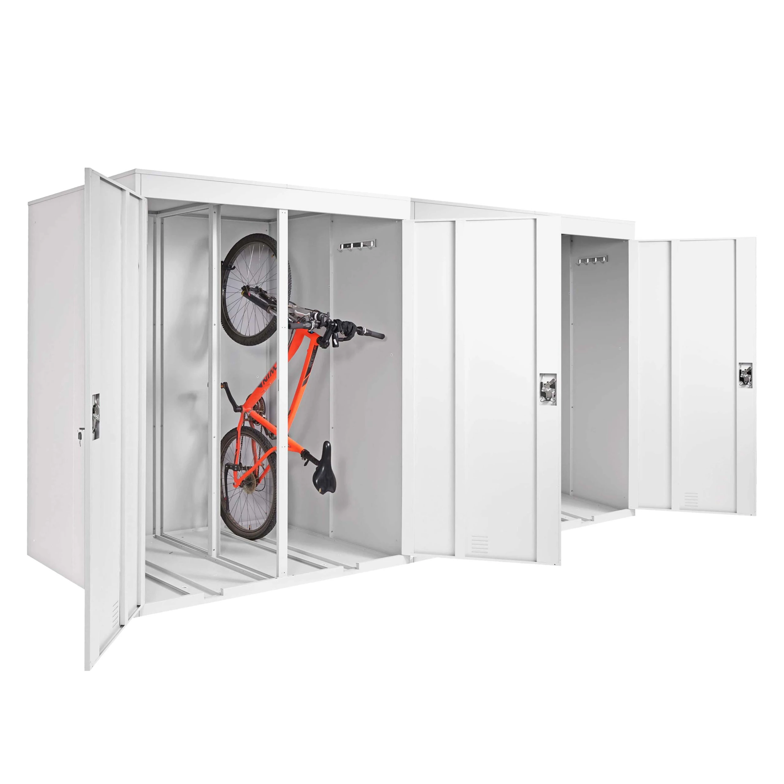 4er-Fahrradgarage MCW-H66, Fahrradbox Gerätehaus Fahrradunterstand, Abschließbar Metall ~ Hellgrau 1 4er-Fahrradgarage MCW-H66, Fahrradbox Gerätehaus Fahrradunterstand, Abschließbar Metall ~ Hellgrau