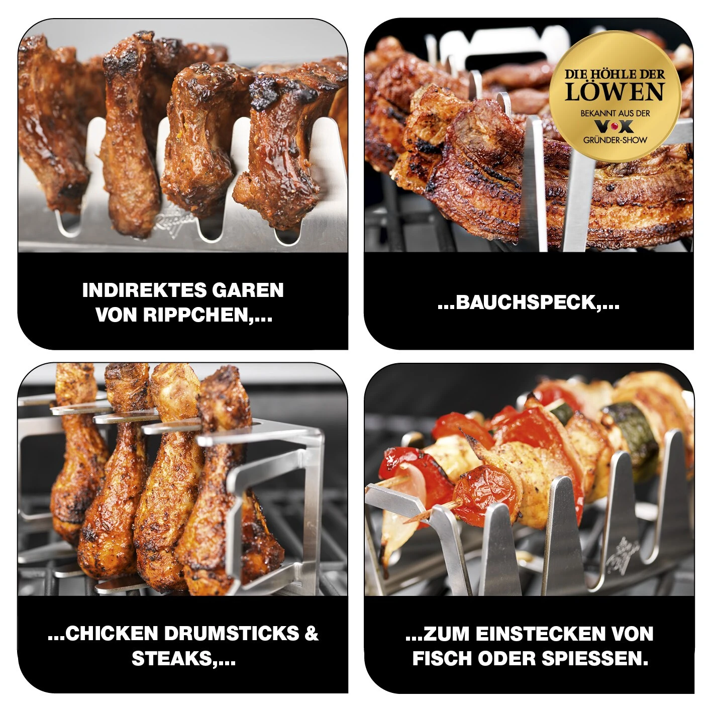 BBQ Rescher Multi-Grillständer 19,5x9,5x7cm Edelstahl 2 BBQ Rescher Multi-Grillständer 19,5x9,5x7cm Edelstahl – Bild 2