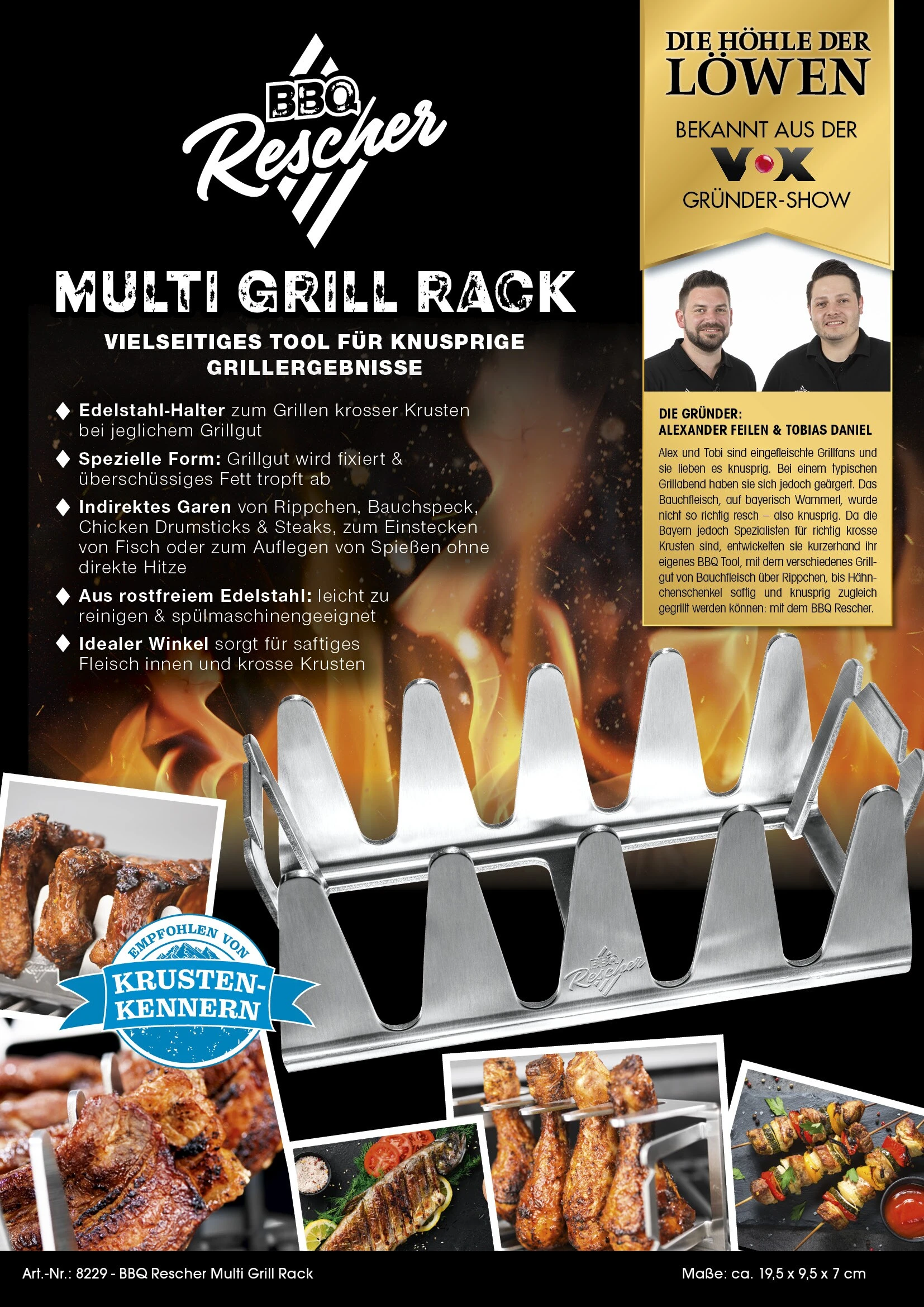 BBQ Rescher Multi-Grillständer 19,5x9,5x7cm Edelstahl 6 BBQ Rescher Multi-Grillständer 19,5x9,5x7cm Edelstahl – Bild 6