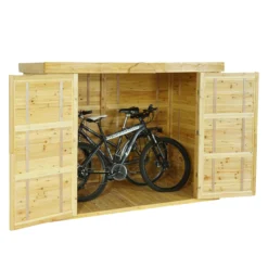 2er-Fahrradgarage MCW-H63b, Fahrradbox Geräteschuppen Gerätehaus, Abschließbar FSC-zertifiziert 155x205x107cm ~ Braun