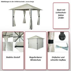 Pergola MCW-J63, Garten Pavillon Terrassenüberdachung Mit Seitenwand 3x3m ~ Anthrazit -Buschbeck Geschäft 2354124001 prod 002