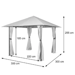 Pergola MCW-J63, Garten Pavillon Terrassenüberdachung Mit Seitenwand 3x3m ~ Anthrazit -Buschbeck Geschäft 2354124001 prod 004