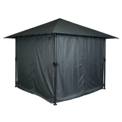 Pergola MCW-J63, Garten Pavillon Terrassenüberdachung Mit Seitenwand 3x3m ~ Anthrazit -Buschbeck Geschäft 2354124001 prod 006