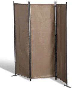 Grasekamp Stellwand 165x170 Cm Dreiteilig - Taupe - Paravent Raumteiler Trennwand Sichtschutz