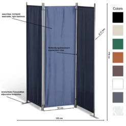 Alternative view of Grasekamp Stellwand 165x170 Cm Dreiteilig - Taupe - Paravent Raumteiler Trennwand Sichtschutz