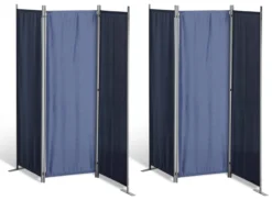 Grasekamp 2 Stück Paravent 3tlg Raumteiler Trennwand Sichtschutz Blau