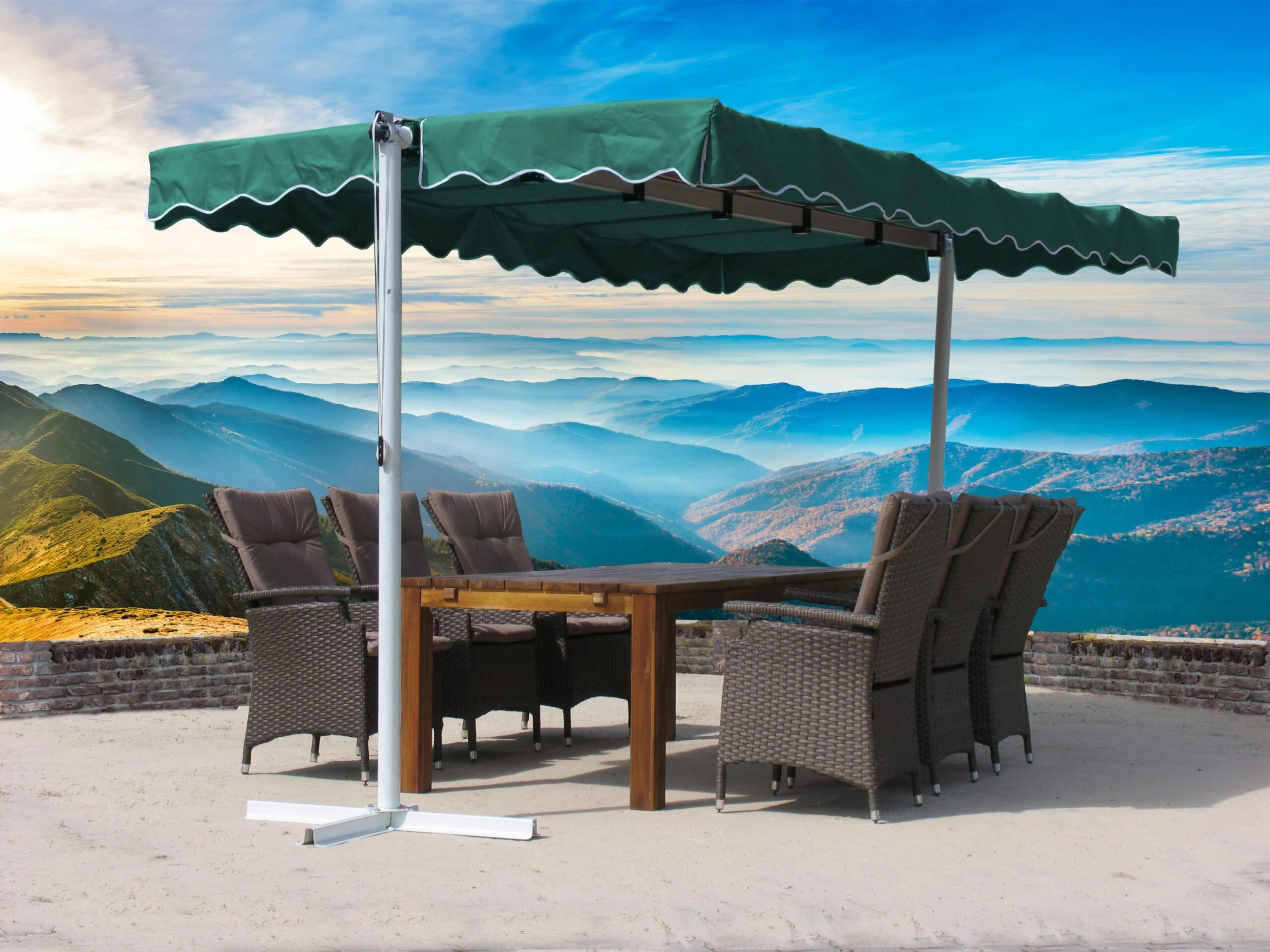 Grasekamp Standmarkise Dubai Grün 375x225cm Terrassenüberdachung Raffmarkise Mobile Markise 3 Grasekamp Standmarkise Dubai Grün 375x225cm Terrassenüberdachung Raffmarkise Mobile Markise – Bild 3