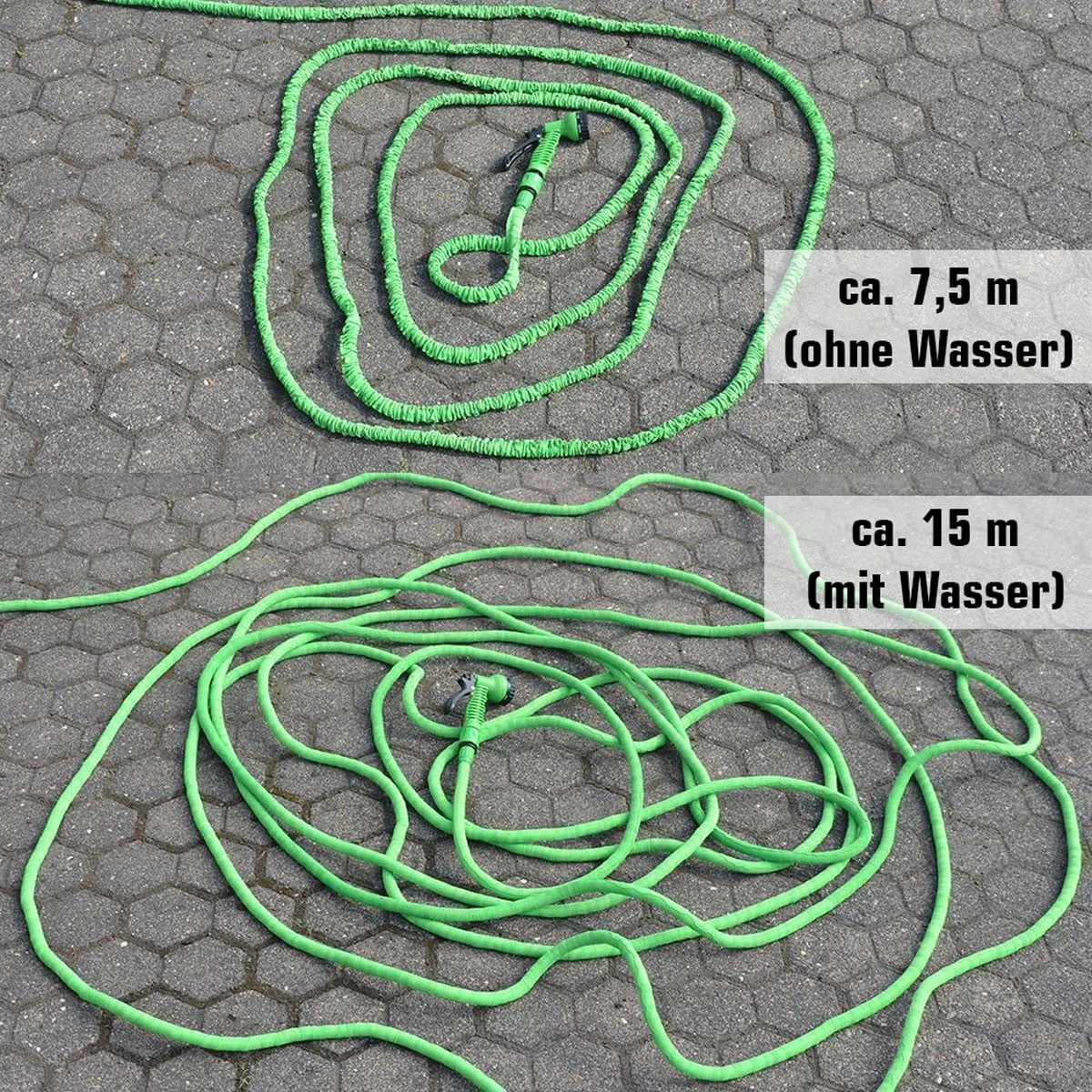 Hochwertiger Gartenschlauch Flexibler Wasserschlauch Schlauch 7,5-22,5m + 7fach Multifunktions Sprüh 6 Hochwertiger Gartenschlauch Flexibler Wasserschlauch Schlauch 7,5-22,5m + 7fach Multifunktions Sprüh – Bild 6