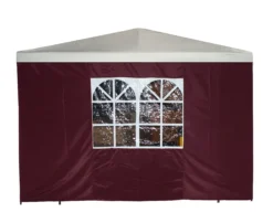 DEGAMO Seitenplane Für Pavillon, 3x1,9 Meter, Polyester Bordeaux Mit Fenster
