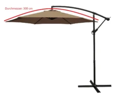 DEGAMO Ampelschirm Aluminium 300cm Taupefarben, Mit Kurbel, Gestell Aluminium, Material Bezug 100% Polyester, Gewicht 10kg -Buschbeck Geschäft 8600319700 55553386 prod 003