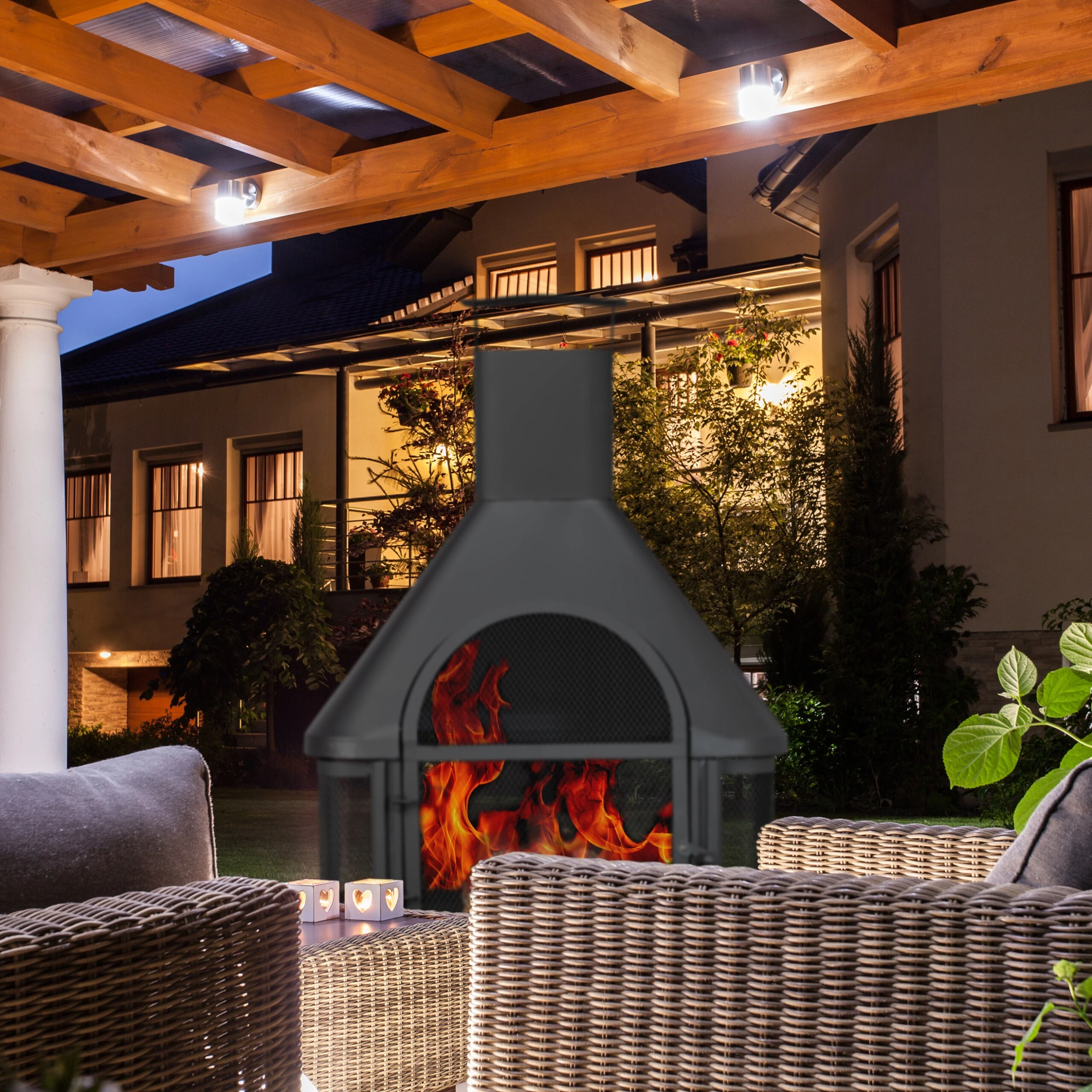 Relaxdays Terrassenofen Mit Grill 2 Relaxdays Terrassenofen Mit Grill – Bild 2