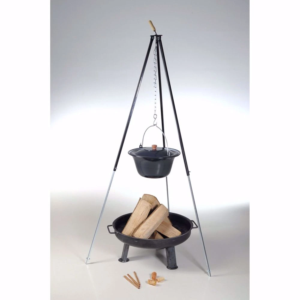 Acerto® Gulaschkessel 22L + Dreibein-Gestell (180cm) + Feuerschale (55cm) + Kaminholz Buche 4 Acerto® Gulaschkessel 22L + Dreibein-Gestell (180cm) + Feuerschale (55cm) + Kaminholz Buche – Bild 4