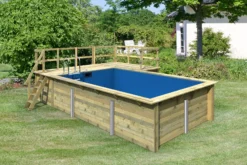 Karibu | Rechteckiger Massivholz Pool 350 X 530 Cm | Set Mit 2 Sonnenterrassen Inkl. Holzpool