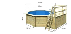 Karibu | Achteck Massivholz Pool 358 X 358 X 124 Cm Modell 1C | SET Inkl. Sonnenterrasse 96 X 199 Cm, Zubehör Und Pool Leitern -Buschbeck Geschäft 8600335800 53386 prod 003