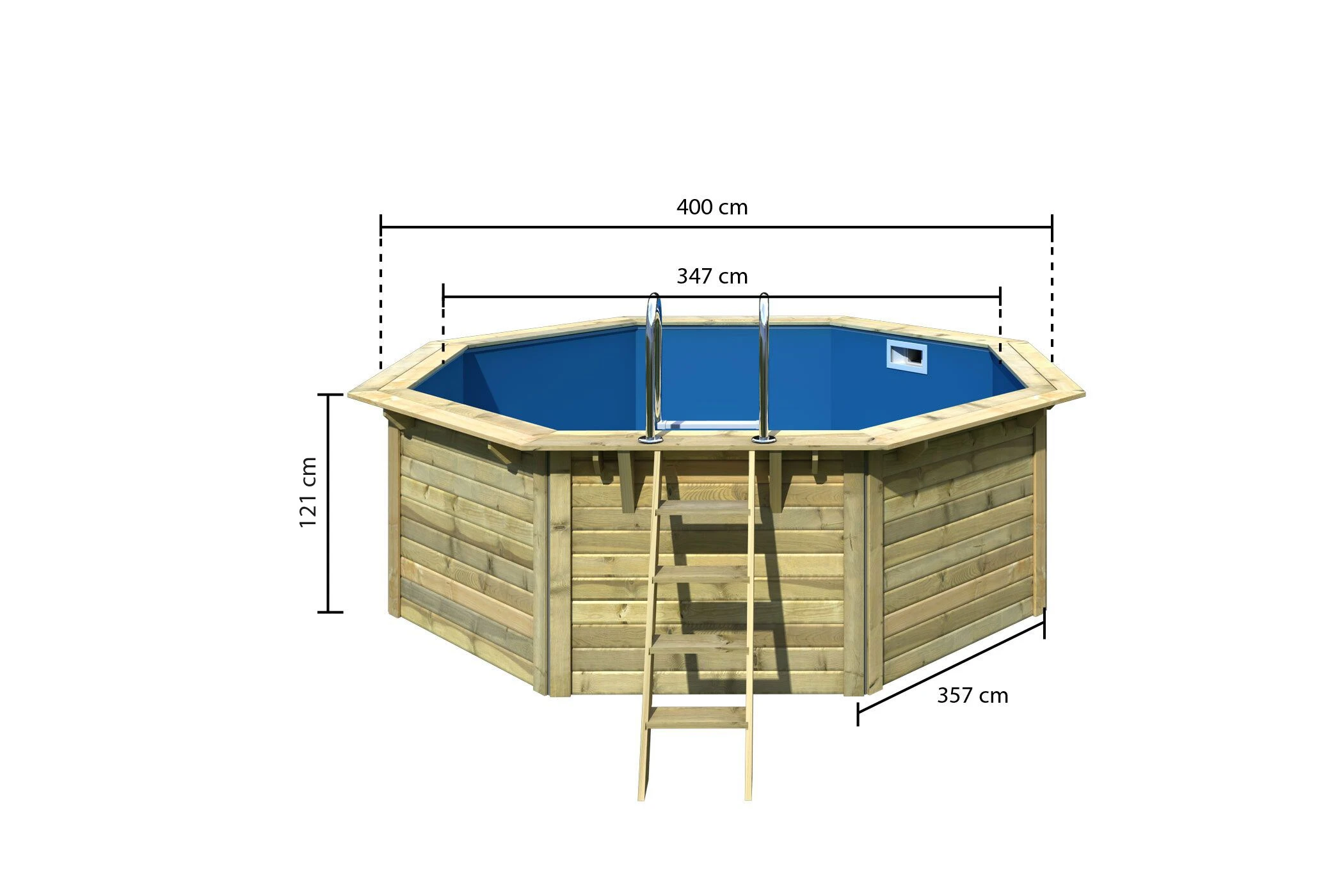 Karibu Massivholz (kdi) Pool "Netto 1" SET Mit Innenhülle Blau, Skimmer & Leiter 2 Karibu Massivholz (kdi) Pool "Netto 1" SET Mit Innenhülle Blau, Skimmer & Leiter – Bild 2