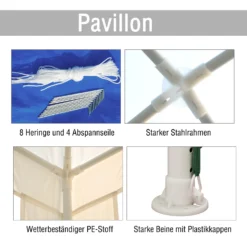 Outsunny Gartenpavillon Mit Klicksystem Weiß 270 X 270 X 245 Cm (LxBxH) | Gartenzelt Partyzelt Bierzelt Festzelt Pavillon -Buschbeck Geschäft 8600336600 01 0193 prod 006