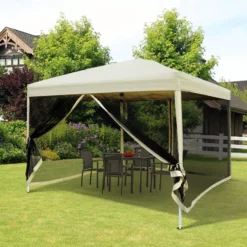 Outsunny Faltpavillon Mit Seitenwänden Beige 3 X 3 X 2,55 M (LxBxH) | Pavillon Faltzelt Partyzelt Gartenpavillon Zelt -Buschbeck Geschäft 8600336600 01 0280 prod 004