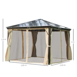 Outsunny Luxus Pavillon Mit Lichtdurchlässigem Dach Braun, Natur 300 X 300 X 260 Cm (LxBxH) | Gartenpavillon Gartenzelt Festzelt Partyzelt -Buschbeck Geschäft 8600336600 01 0871n prod 005