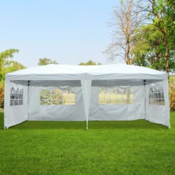 Outsunny Gartenpavillon Inklusive 4 Seitenteile Weiß, Transparent Ca. 600 X 300 X 255 Cm (LxBxH) | Gartenzelt Partyzelt Bierzelt Faltzelt Pavillon -Buschbeck Geschäft 8600336600 100110 069W prod 003