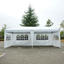 Outsunny Gartenpavillon Inklusive 4 Seitenteile Weiß, Transparent Ca. 600 X 300 X 255 Cm (LxBxH) | Gartenzelt Partyzelt Bierzelt Faltzelt Pavillon -Buschbeck Geschäft 8600336600 100110 069W prod 004