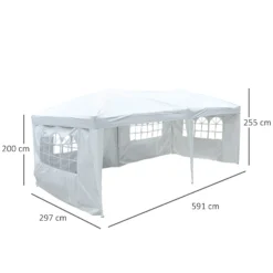 Outsunny Gartenpavillon Inklusive 4 Seitenteile Weiß, Transparent Ca. 600 X 300 X 255 Cm (LxBxH) | Gartenzelt Partyzelt Bierzelt Faltzelt Pavillon -Buschbeck Geschäft 8600336600 100110 069W prod 005