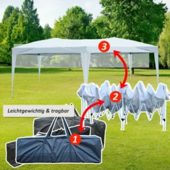 Outsunny Gartenpavillon Inklusive 4 Seitenteile Weiß, Transparent Ca. 600 X 300 X 255 Cm (LxBxH) | Gartenzelt Partyzelt Bierzelt Faltzelt Pavillon -Buschbeck Geschäft 8600336600 100110 069W prod 006