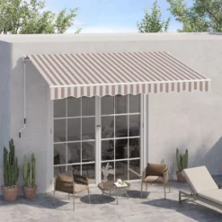 Outsunny Markise Mit Handkurbel Weiß/beige 300 X 250 Cm (BxL) | Gelenkarmmarkise Sonnenschutz Terrassenüberdachung -Buschbeck Geschäft 8600336600 840 150V01BG prod 004