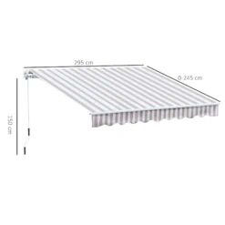 Outsunny Markise Mit Handkurbel Weiß/beige 300 X 250 Cm (BxL) | Gelenkarmmarkise Sonnenschutz Terrassenüberdachung -Buschbeck Geschäft 8600336600 840 150V01BG prod 005