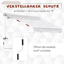 Outsunny Markise Mit Handkurbel Weiß/beige 300 X 250 Cm (BxL) | Gelenkarmmarkise Sonnenschutz Terrassenüberdachung -Buschbeck Geschäft 8600336600 840 150V01BG prod 006