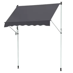 Outsunny Markise Mit Handkurbel 200 X 120 Cm (LxB) | Faltarm-Markise Balkonmarkise Standmarkise Sonnenschutz