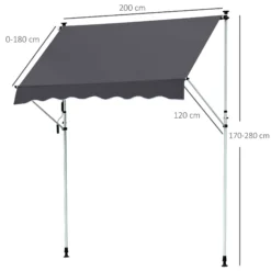 Outsunny Markise Mit Handkurbel 200 X 120 Cm (LxB) | Faltarm-Markise Balkonmarkise Standmarkise Sonnenschutz 10 Outsunny Markise Mit Handkurbel 200 X 120 Cm (LxB) | Faltarm-Markise Balkonmarkise Standmarkise Sonnenschutz -Buschbeck Geschäft 8600336600 840 183V02GY prod 005