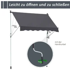 Outsunny Markise Mit Handkurbel 200 X 120 Cm (LxB) | Faltarm-Markise Balkonmarkise Standmarkise Sonnenschutz 11 Outsunny Markise Mit Handkurbel 200 X 120 Cm (LxB) | Faltarm-Markise Balkonmarkise Standmarkise Sonnenschutz -Buschbeck Geschäft 8600336600 840 183V02GY prod 006