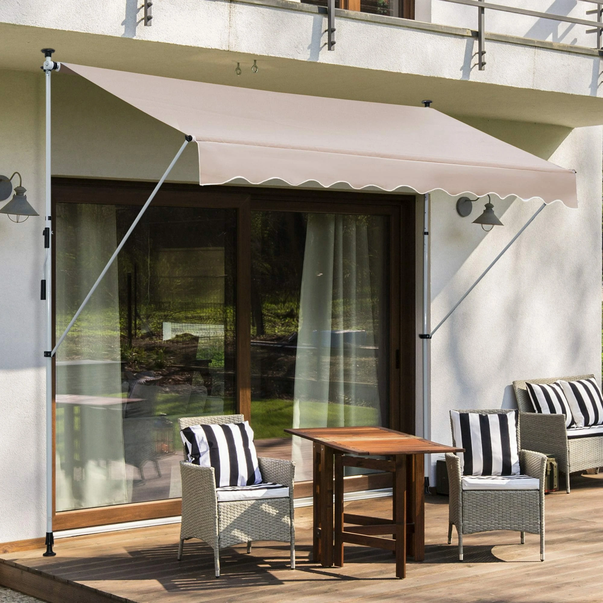 Outsunny Markise Mit Handkurbel 300 X 120 Cm (LxB) | Faltarm-Markise Balkonmarkise Standmarkise Sonnenschutz 3 Outsunny Markise Mit Handkurbel 300 X 120 Cm (LxB) | Faltarm-Markise Balkonmarkise Standmarkise Sonnenschutz – Bild 3