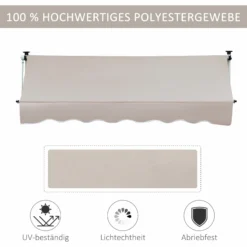 Outsunny Markise Mit Handkurbel 300 X 120 Cm (LxB) | Faltarm-Markise Balkonmarkise Standmarkise Sonnenschutz 10 Outsunny Markise Mit Handkurbel 300 X 120 Cm (LxB) | Faltarm-Markise Balkonmarkise Standmarkise Sonnenschutz -Buschbeck Geschäft 8600336600 840 183V03CW prod 005