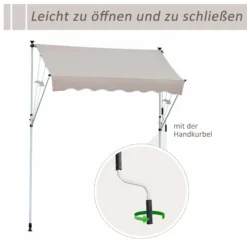 Outsunny Markise Mit Handkurbel 300 X 120 Cm (LxB) | Faltarm-Markise Balkonmarkise Standmarkise Sonnenschutz 11 Outsunny Markise Mit Handkurbel 300 X 120 Cm (LxB) | Faltarm-Markise Balkonmarkise Standmarkise Sonnenschutz -Buschbeck Geschäft 8600336600 840 183V03CW prod 006