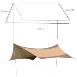 Outsunny Sonnensegel Mit Aufstellstangen Beige, Kaffeebraun 550 X 560 Cm (LxB) | Tarp Sonnenschutz Zeltplane Sonnendach Außenzelt -Buschbeck Geschäft 8600336600 840 184 prod 005