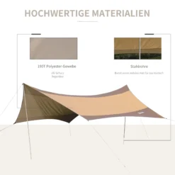 Outsunny Sonnensegel Mit Aufstellstangen Beige, Kaffeebraun 550 X 560 Cm (LxB) | Tarp Sonnenschutz Zeltplane Sonnendach Außenzelt -Buschbeck Geschäft 8600336600 840 184 prod 006
