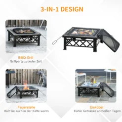 Outsunny 3-in-1 Feuerschale Mit Grillrost Schwarz 76 X 76 X 47 Cm (BxTxH) | Feuerschale Mit Funkenschutz Feuerstelle Schale 11 Outsunny 3-in-1 Feuerschale Mit Grillrost Schwarz 76 X 76 X 47 Cm (BxTxH) | Feuerschale Mit Funkenschutz Feuerstelle Schale -Buschbeck Geschäft 8600336600 842 170 prod 006