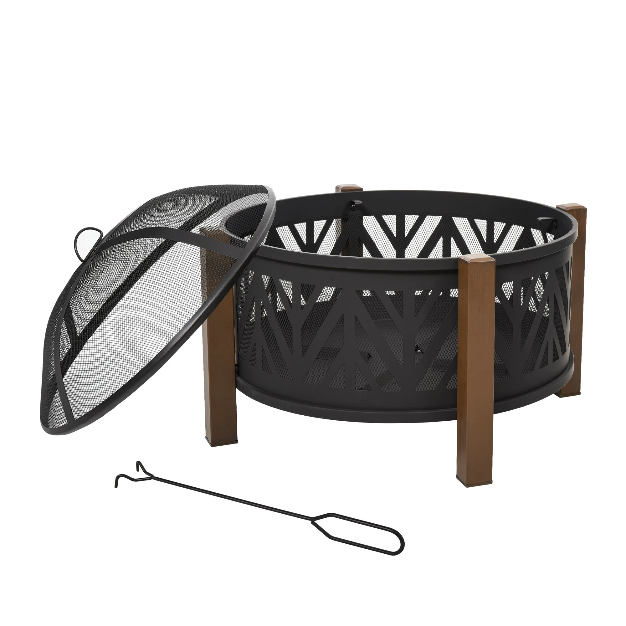 Outsunny Feuerschale Mit Grillrost Schwarz, Braun Ø78 X 60H Cm | Feuerstelle Feuerkorb Grillrost Grillaufsatz 1 Outsunny Feuerschale Mit Grillrost Schwarz, Braun Ø78 X 60H Cm | Feuerstelle Feuerkorb Grillrost Grillaufsatz