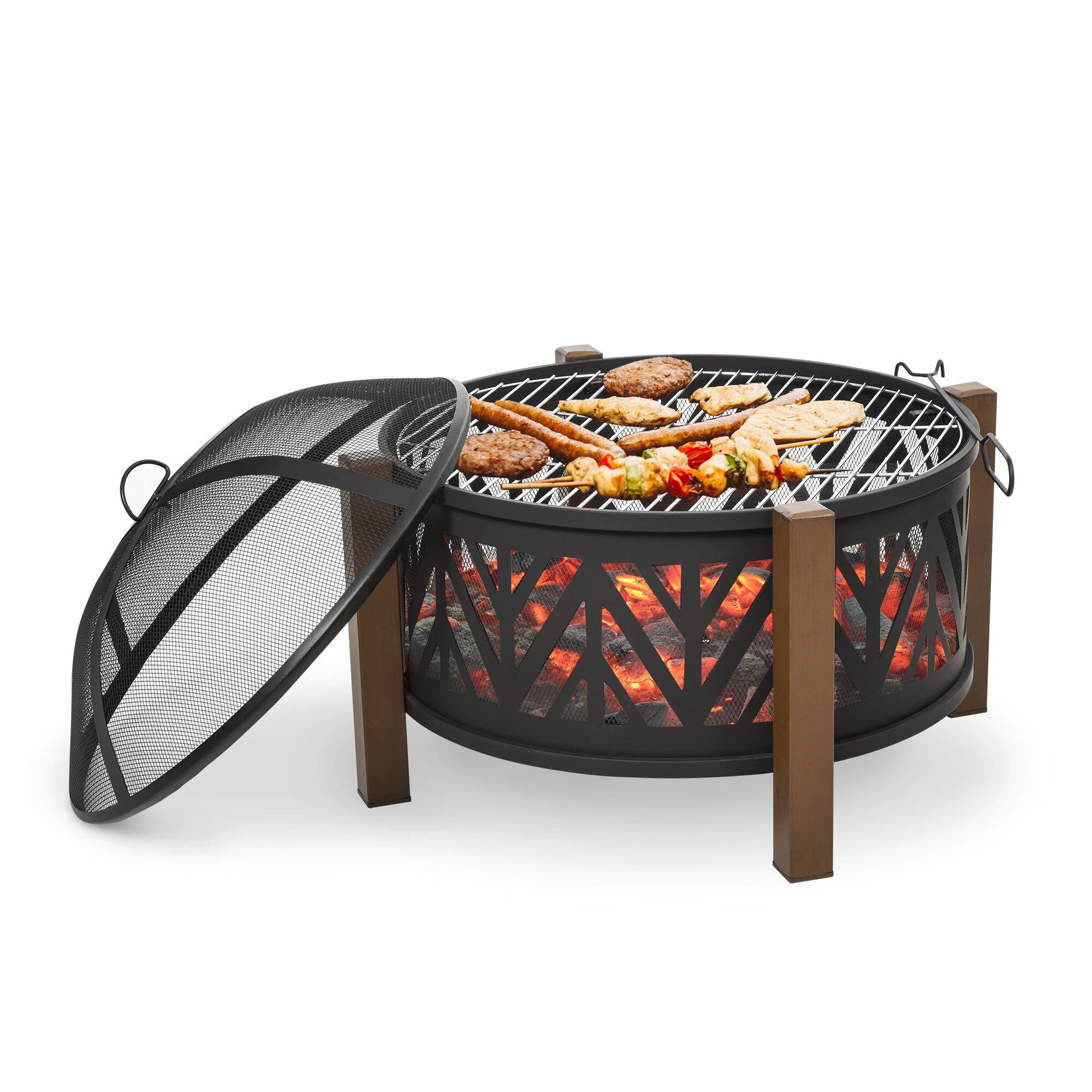 Outsunny Feuerschale Mit Grillrost Schwarz, Braun Ø78 X 60H Cm | Feuerstelle Feuerkorb Grillrost Grillaufsatz 2 Outsunny Feuerschale Mit Grillrost Schwarz, Braun Ø78 X 60H Cm | Feuerstelle Feuerkorb Grillrost Grillaufsatz – Bild 2