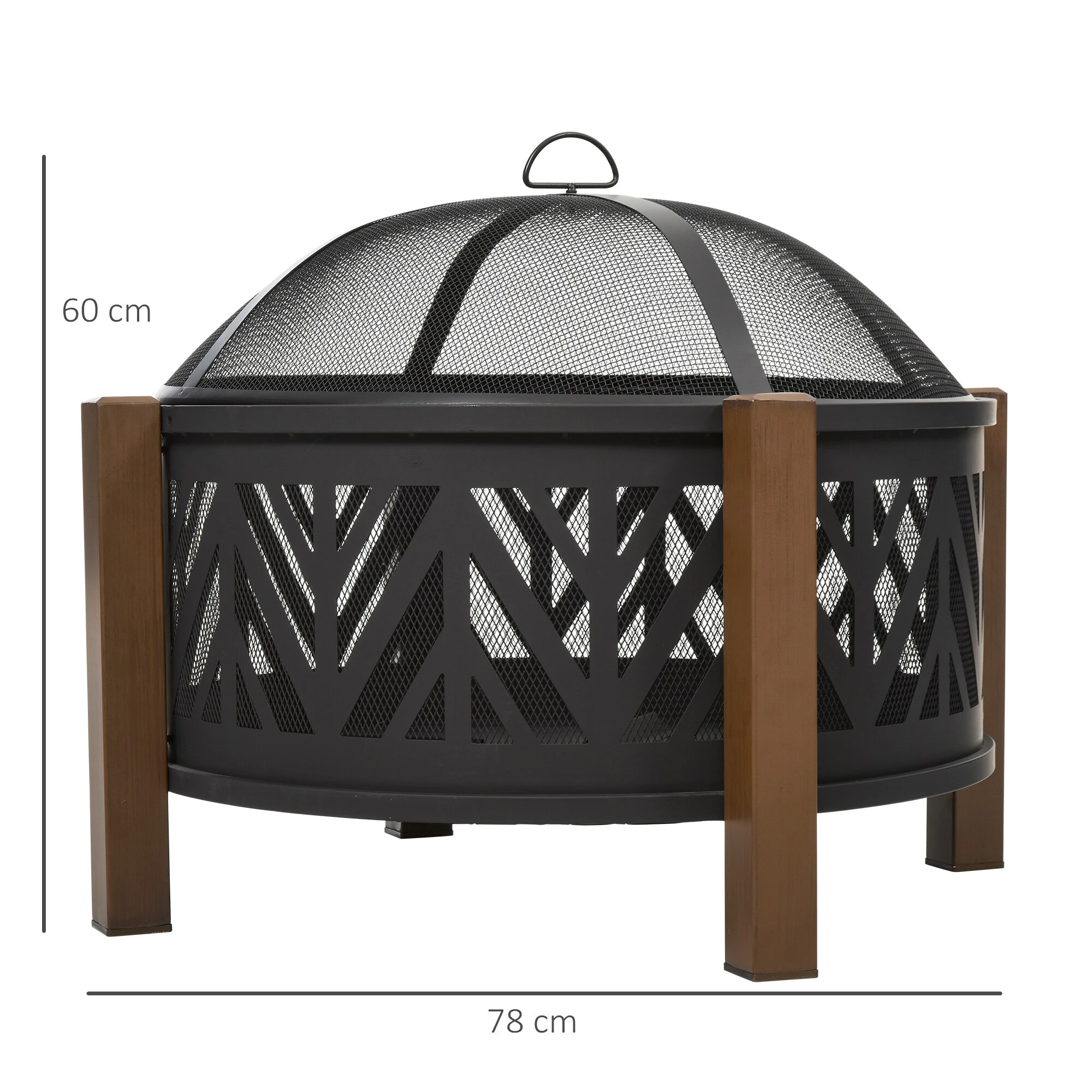Outsunny Feuerschale Mit Grillrost Schwarz, Braun Ø78 X 60H Cm | Feuerstelle Feuerkorb Grillrost Grillaufsatz 5 Outsunny Feuerschale Mit Grillrost Schwarz, Braun Ø78 X 60H Cm | Feuerstelle Feuerkorb Grillrost Grillaufsatz – Bild 5