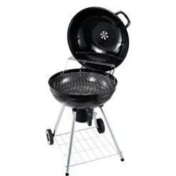 Outsunny Grillwagen Mit Aschenträger Schwarz, Silber 57 X 63 X 94 Cm (LxBxH) | Kohlegrill BBQ Standgrill Holzkohlegrill Gartengrill